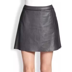 VINCE Buttery Soft Leather Miniskirt in Gray-Blue with Black Accents Size 12
